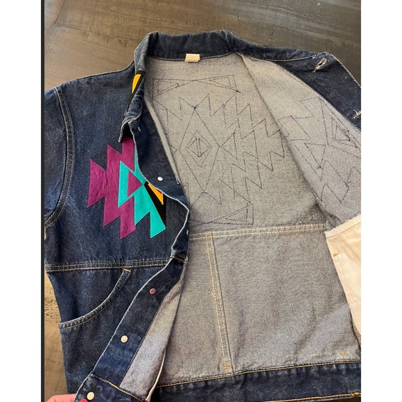 Denim and Suede Southwest Jacket - Sz S - Picture 12 of 13
